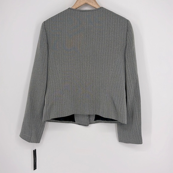 Tahari ASL Open Front Herringbone Cropped Suit Jacket Blazer Women’s Size 12 NWT - Picture 10 of 11